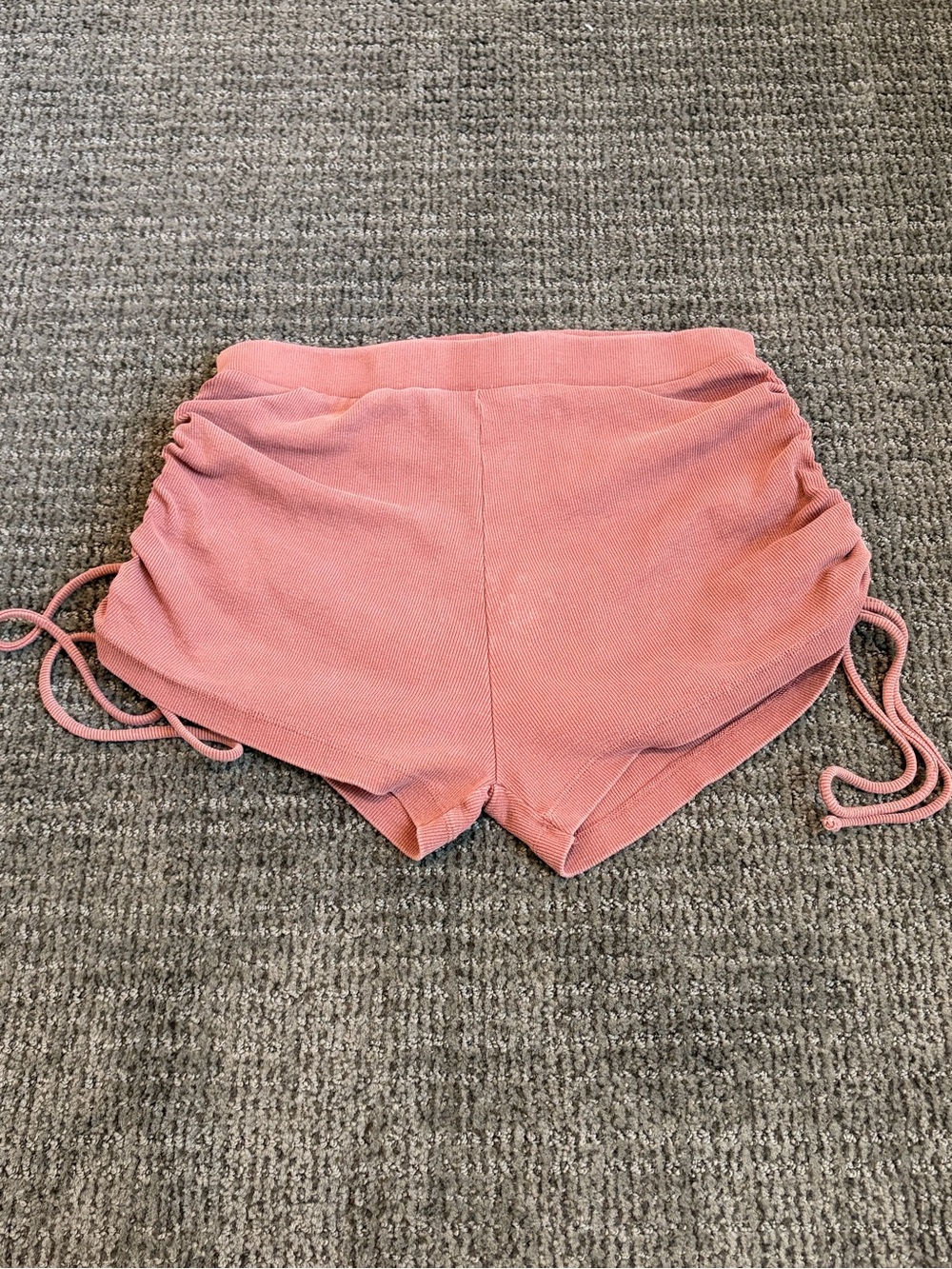 Zara Earthy Mauve Ribbed Cinch Side Lounge Shorts Large - GUC
